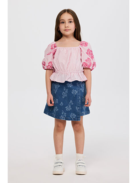 Panço Kız Çocuk Karpuz Kollu Pembe Bluz - S000514575-20024