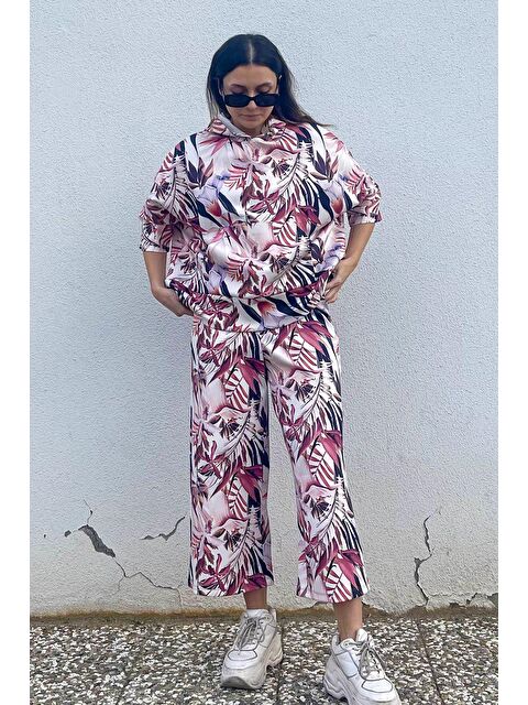 C&City Bol Kesim Pantolon Eşofman Altı 835 Ekru/Kızıl - S000216062-19965