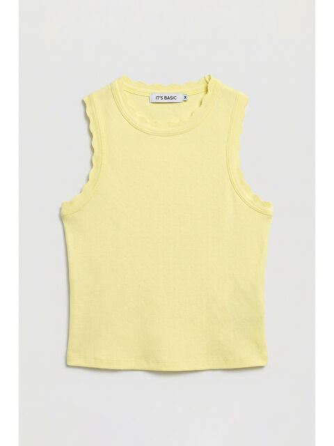 It's Basic Kadın Sarı s6-108 Crop İnce Yazlık Triko Body