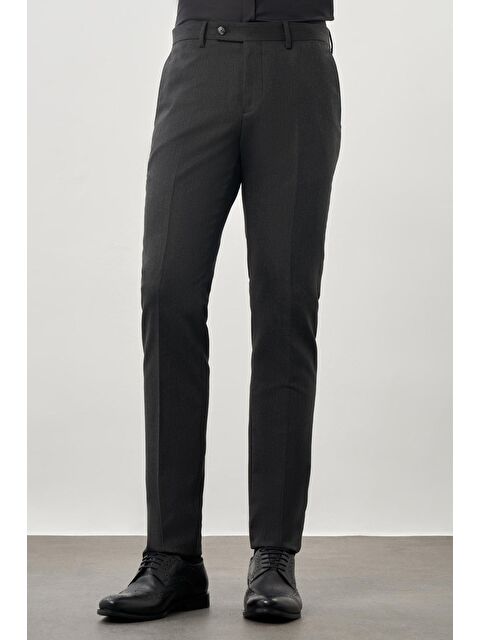 İMZA Koyu Antrasit Esnek Yandan Cepli Slim Fit Classic Erkek Pantolon 1003245209 - S000352579-26298
