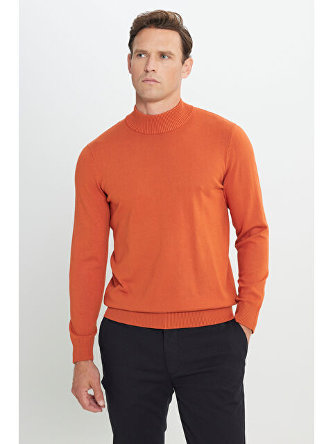 Altınyıldız Classics Erkek Kiremit Standart Fit Normal Kesim Yarım Balıkçı Yaka Triko Kazak - S000403286-18657