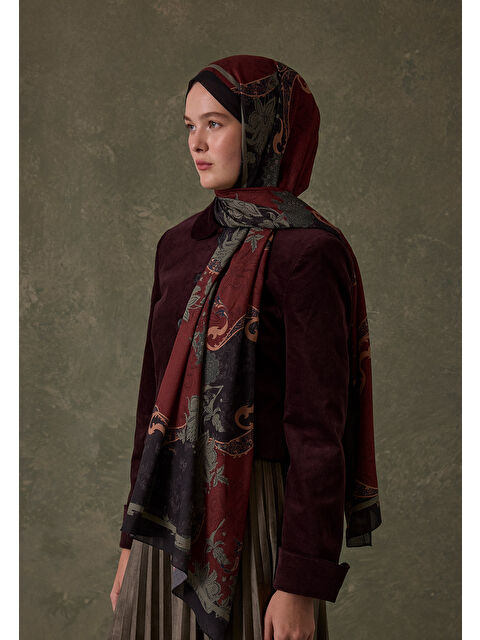 Fresh Scarfs Sıenna Desen Şal Bordo - S000458325-19951