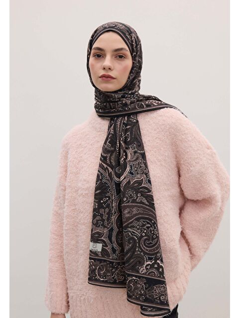 Fresh Scarfs Dark Vıntage Desen Şal Kakao - S000458328-26424