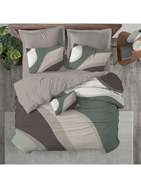 Evmila Modern Desen Baskılı Çift Kişilik 200x220 cm 2 Adet 50x70 cm Nevresim Takımı - Renkli - S000130724-23173