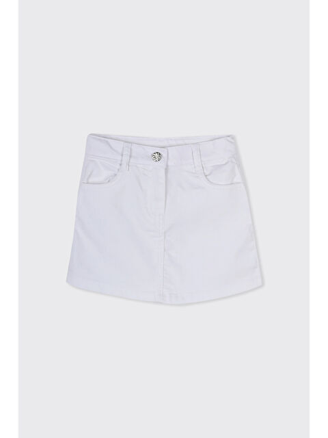 Panço Kız Çocuk Düğme Detaylı Beyaz Etek - S000516233-20063