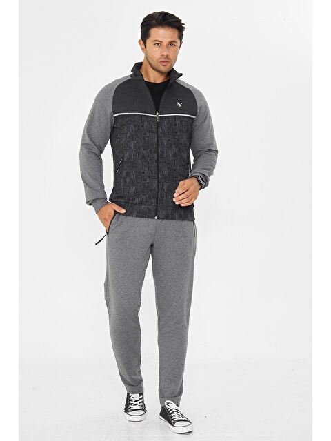 TRENDHILL Erkek Tam Fermuarlı Eşofman Takımı Antrasit 5817-A - S000515235-29666