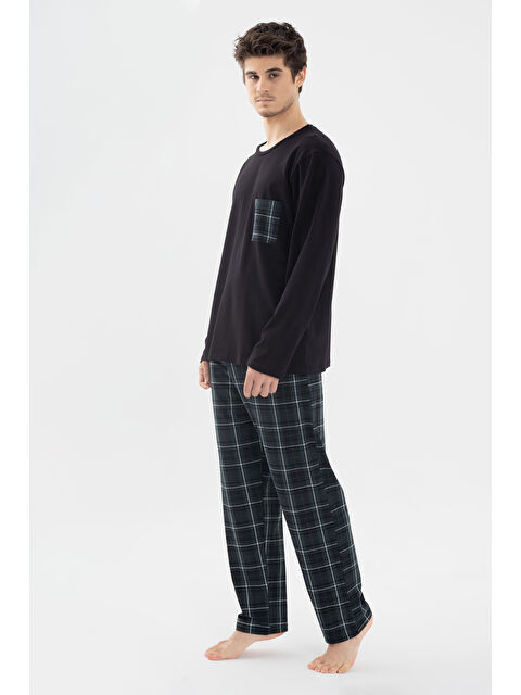 Koza İç Giyim Erkek Pamuklu Uzun Kollu Göğüs Cep Detaylı Ekose Desenli Cep Detaylı Pijama Takımı - S000296097-37449