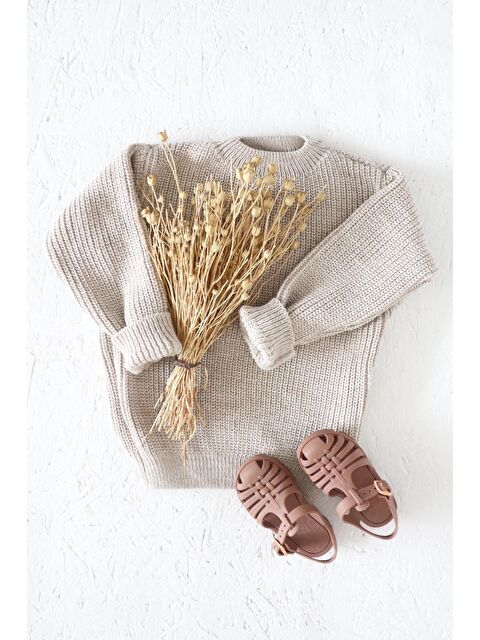 Monila Unisex Bisiklet Yaka Örme Triko Kazak