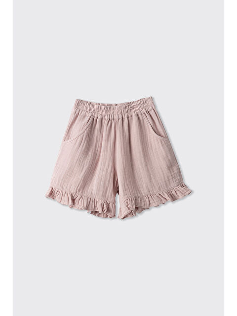 Panço Kız Çocuk Yumuşak Dokulu Pembe Müslin Şort - S000516237-20024