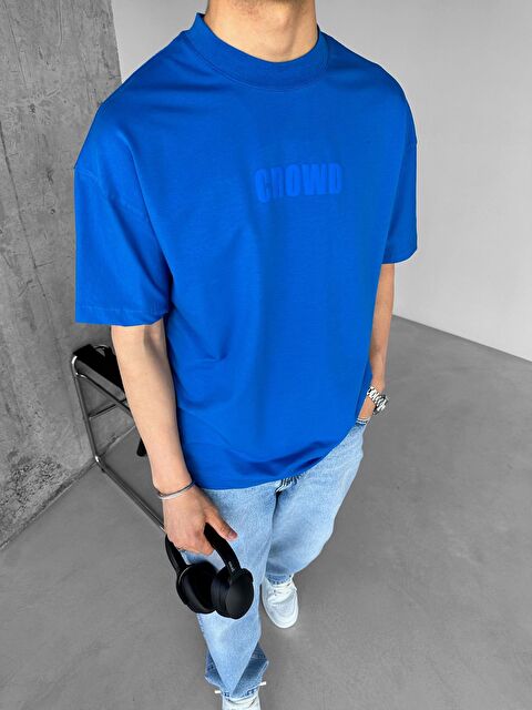 Abluka Online Oversize Bisiklet Yaka 'Crowd' Baskılı Erkek %100 Pamuk Tişört - S000203117-23093