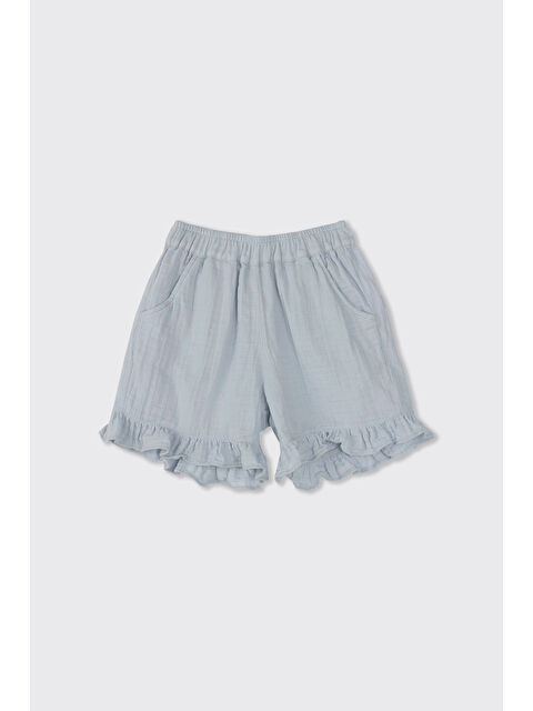 Panço Kız Çocuk Yumuşak Dokulu Mavi Müslin Şort - S000516237-17234