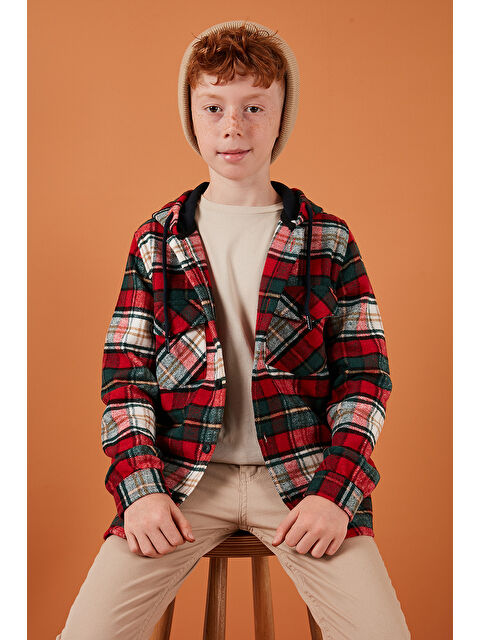 Lela Ekoseli Kapüşonlu Cepli Kışlık Oduncu Erkek Çocuk Gömlek CF24W81779 - S000040938-37469