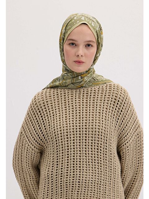 Fresh Scarfs Sıara Desen Şal Zeytin Yeşili - S000458329-17346