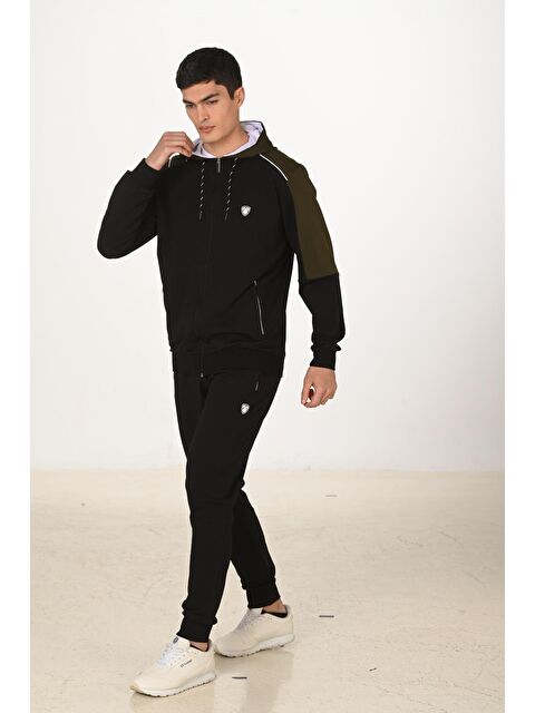 Marco Ferry Erkek Pamuklu Tam Fermuarlı Kapüşonlu Eşofman Takımı Siyah 5282-S - S000515237-19351