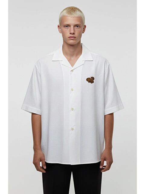 Sabri Özel Giotelli Ekru Lyocell Apaş Yaka Erkek Gömlek - S000525075-19965