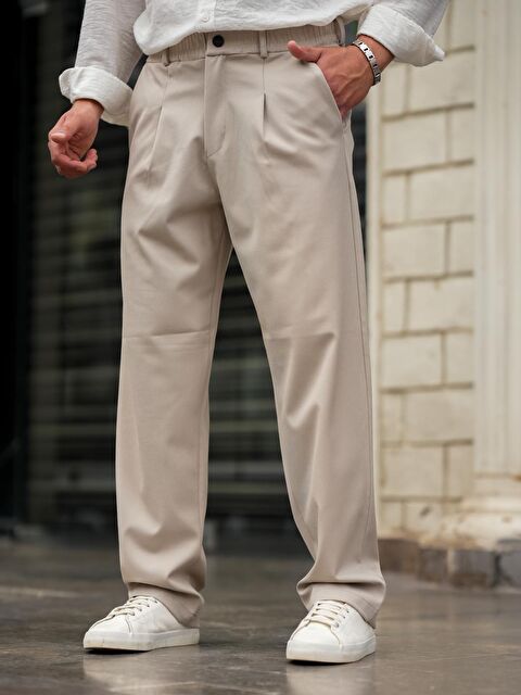 Tarz Cool Pileli Klasik Baggy Erkek %100 Pamuk Pantolon - S000281187-19928