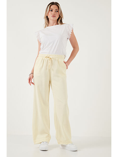 Lela Pamuklu Relaxed Fit Yüksek Bel Geniş Paça Kadın Pantolon 668YP5275 - S000346527-20072