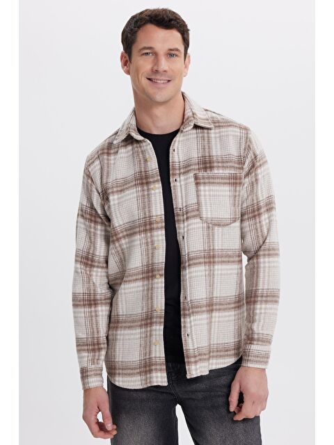 TUDORS Erkek Regular Fit Klasik Kesim Büyük Kareli Tep Cepli Oduncu Gömlek - S000520276-23173