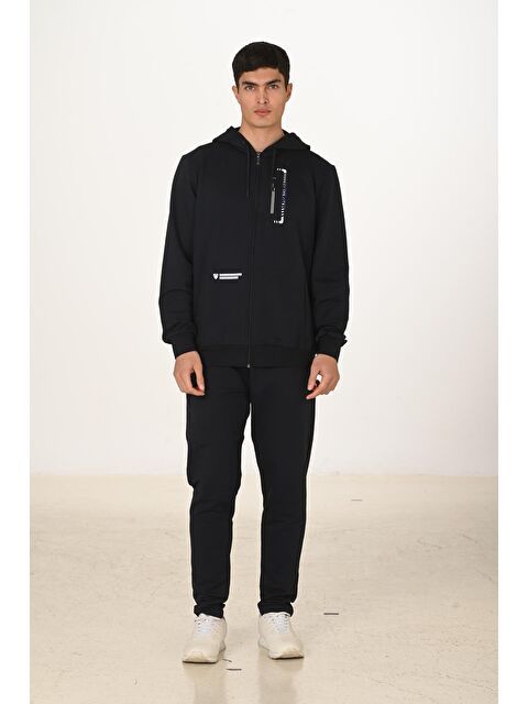 Marco Ferry Erkek Pamuklu Kapüşonlu Eşofman Takımı Lacivert 5286-L - S000515232-21164