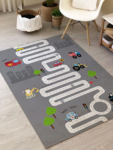 Evmila Yol Desenli Baskılı Bebek Ve Çocuk Halısı - S000314491-23173