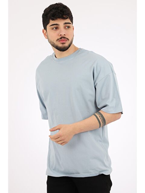 Stilkombin Düz Basic Oversize Erkek %100 Pamuk Tişört BLD - S000120041-17234