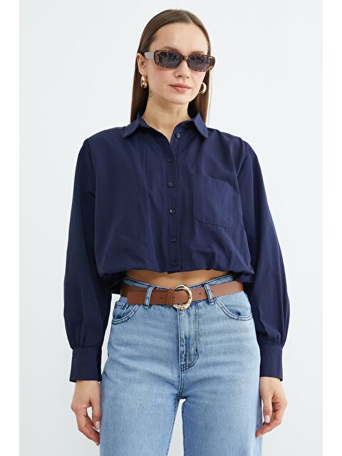 Fullamoda Düğmeli Tek Cepli Crop Gömlek - S000504797-21164