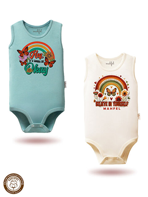 Mahfel 2'Li Kız %100 Pamuklu Atlet Çıtçıtlı Bebek Body Zıbın 892-891