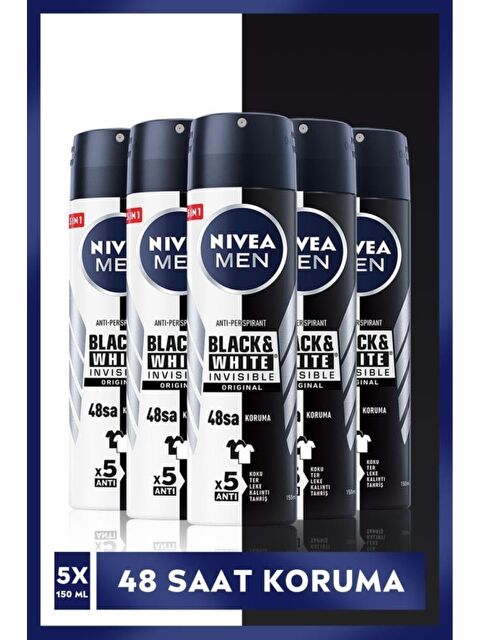 NIVEA Men Erkek Sprey Deodorant Black&White Invisible Original 48 Saat Anti-Perspirant Koruma 150 ml - S000112985-26865