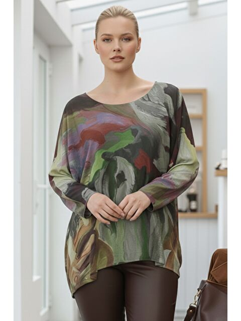 Chiccy İtalyan Yeşil Havuz Yaka Uzun Kol Casual Angora Oversize Triko Bluz 68 70 - S000486578-18194