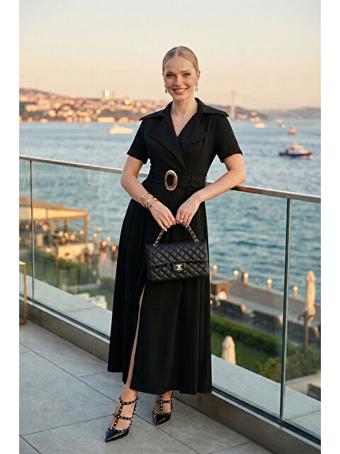 Lela Regular Fit Kruvaze Yaka Tokalı Kemer Detaylı Kadın Elbise 6922332 - S000510324-19351