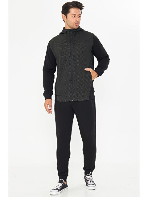TRENDHILL Erkek Tam Fermuarlı Kapüşonlu Eşofman Takımı Haki 5816-H - S000515238-18547