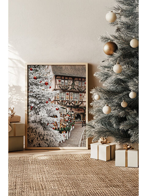 Artavessa Tek Parça Gerçek Ham Ahşap Çerçeveli Yılbaşı(New Year) Temalı Tablo - Model 51 - NWYEARSNGMDL51-5070