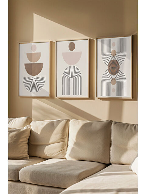 Artavessa 3 Parça Gerçek Ahşap Renkli Çerçeveli Tablo Seti - Model 38 - ARTVMODEL38-AHSAP