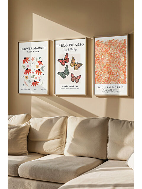 Artavessa 3 Parça Gerçek Ahşap Renkli Çerçeveli Tablo Seti - Model 20 - ARTVMODEL20-AHSAP