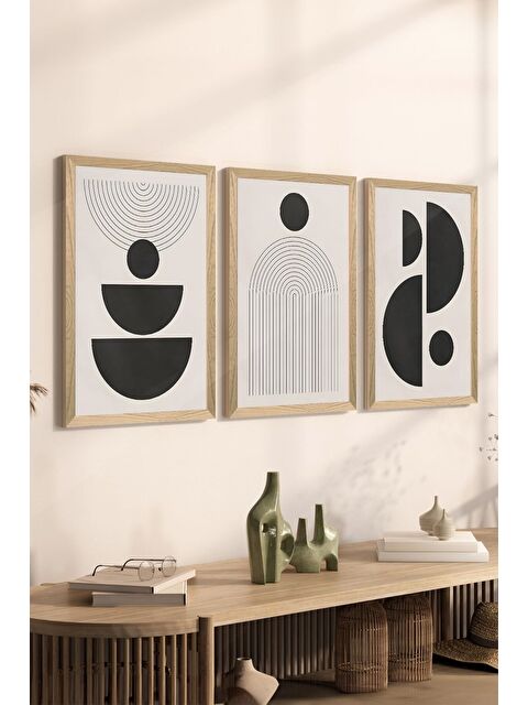 Artavessa 3 Parça Ahşap Çerçeve Görünümlü MDF Poster Tablo Seti - Set 62 - MDF3DSOHOSET62-2030