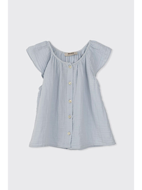 Panço Kız Çocuk Yumuşak Dokulu Mavi Müslin Bluz - S000516239-17234