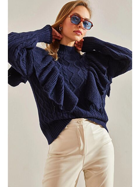 SHADE Kadın Saç Örgülü Ajurlu Triko Kazak - S000164409-21164