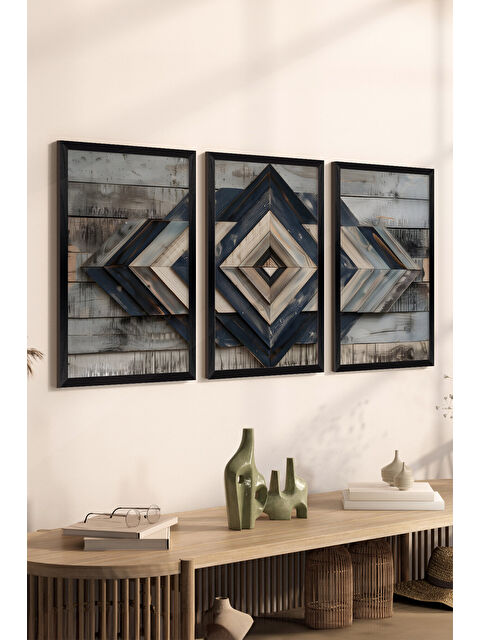 Artavessa 3 Parça Siyah Çerçeve Görünümlü MDF Poster Tablo Seti - Set 6 - ERSY3DSYHSET6-1520