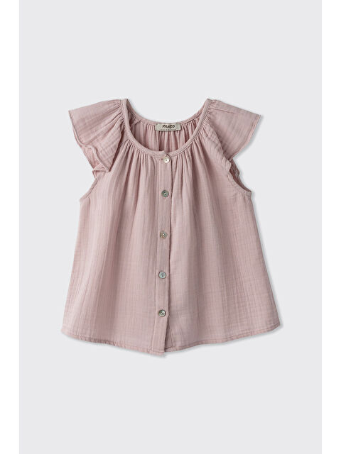 Panço Kız Çocuk Yumuşak Dokulu Pembe Müslin Bluz - S000516239-20024