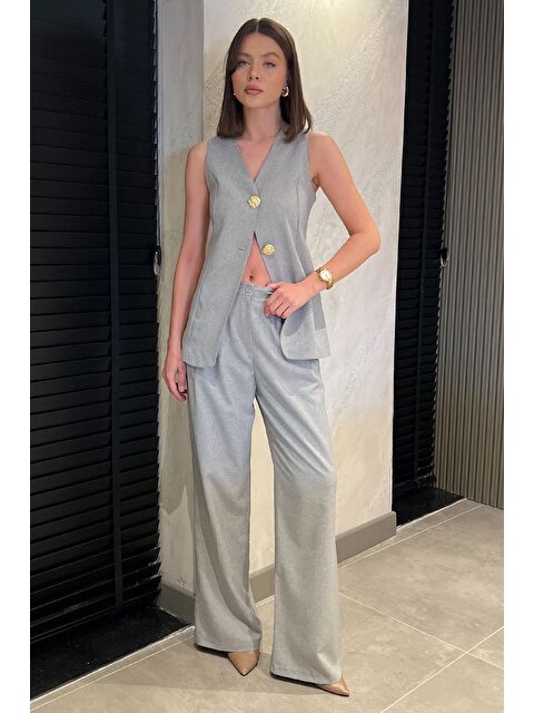 Gülseli Çift Düğmeli Yelek Pantolon İkili Takım - S000399379-20600