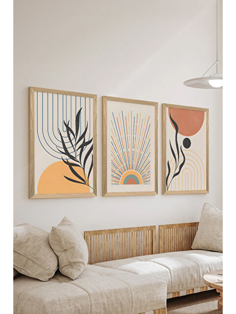 Artavessa 3 Parça Ahşap Çerçeve Görünümlü MDF Poster Tablo Seti - Set 23 - MDF3DSOHOSET23-3348