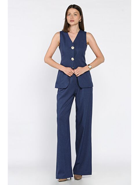 Gülseli Çift Düğmeli Yelek Pantolon İkili Takım - S000399379-21164