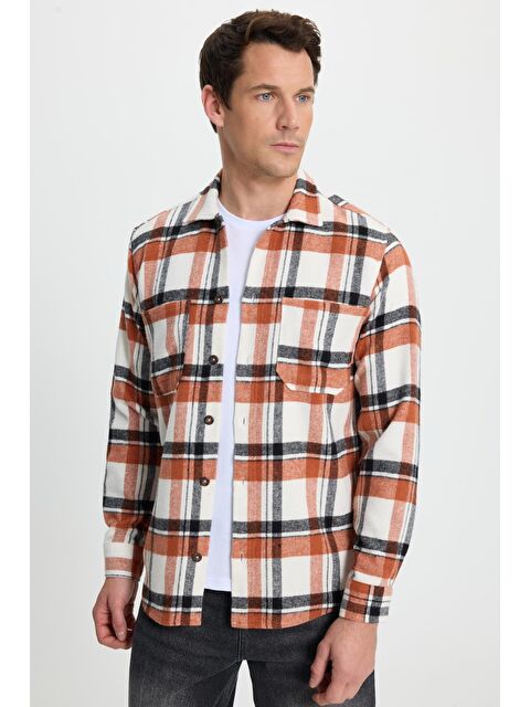 TUDORS Erkek Regular Fit Klasik Kesim Çift Cepli Kışlık Oduncu Kareli Gömlek - S000520279-23173