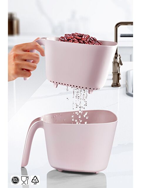 Nandy Home Saplı  Ikili Pirinç Makarna Sebze Süzgeci 2 45lt Pudra - S000275598-20024