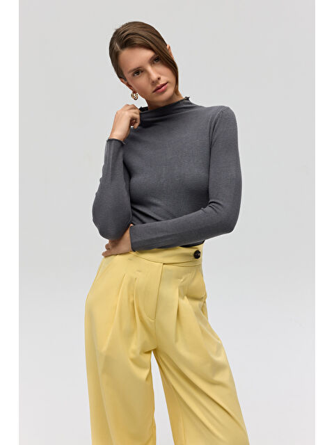 Mai Collection Serina Balıkçı Yaka Antrasit İnce Triko - S000511580-29666