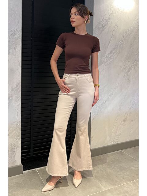 Gülseli İspanyol Paça Elastanlı Kadın Gabardin Pantolon - S000289628-25636