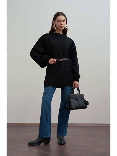 ALLDAY Siyah-Bol Kesim Triko Kazak - S000500711-19351