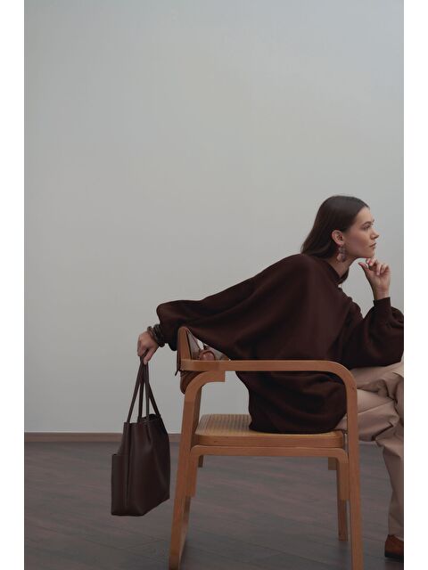 ALLDAY Kahve-Bol Kesim Triko Kazak