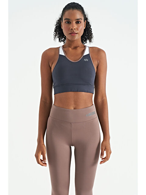 Tommylife Antrasit Renk Bloklu Sırt Baskı Detaylı Dar Kalıp Kadın Büstiyer - 97253 - S000033481-29666