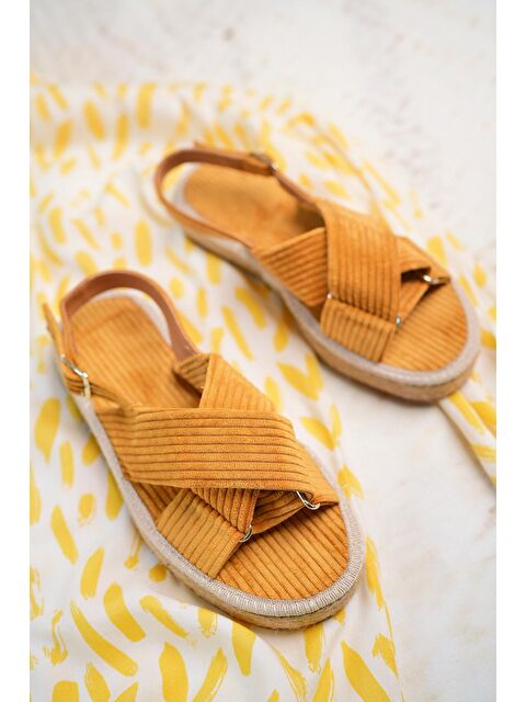 Fullamoda Önü Açık Kadife Sandalet - S000192427-20074